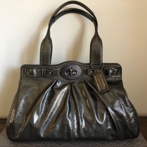 Coach Garnet Satchel in Patent Gunmetal Leather